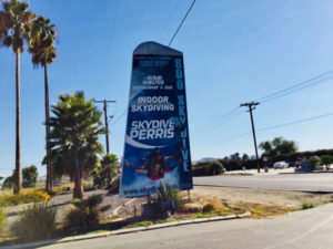 Skydive Perris sign at the entrance to their jump zone
